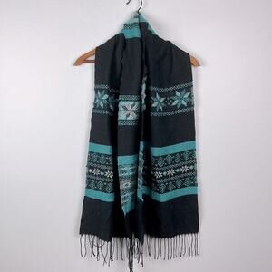 Lands end snowflake fringe winter/ cold weather scarf
